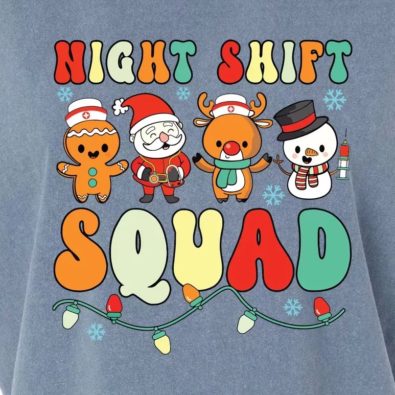 Night Shift Squad Gingerbread Santa Reindeer Snowman Xmas Garment-Dyed Women's Muscle Tee