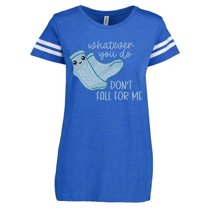 Non Slip Socks Dont Fall For Me Funny PCT CNA Nurse Enza Ladies Jersey Football T-Shirt