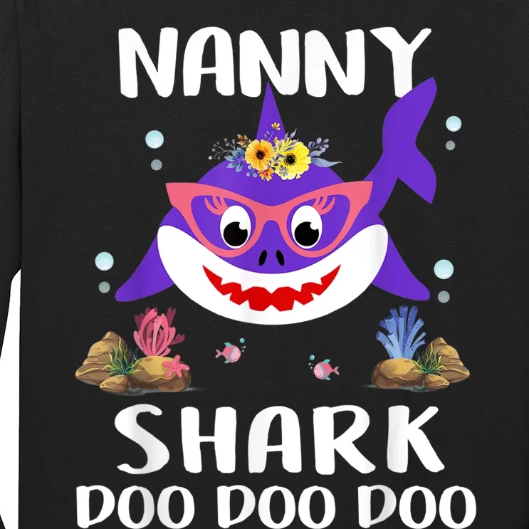 Nanny Shark Shirt Mothers Day Gift Idea For Mother Wife Long Sleeve Shirt