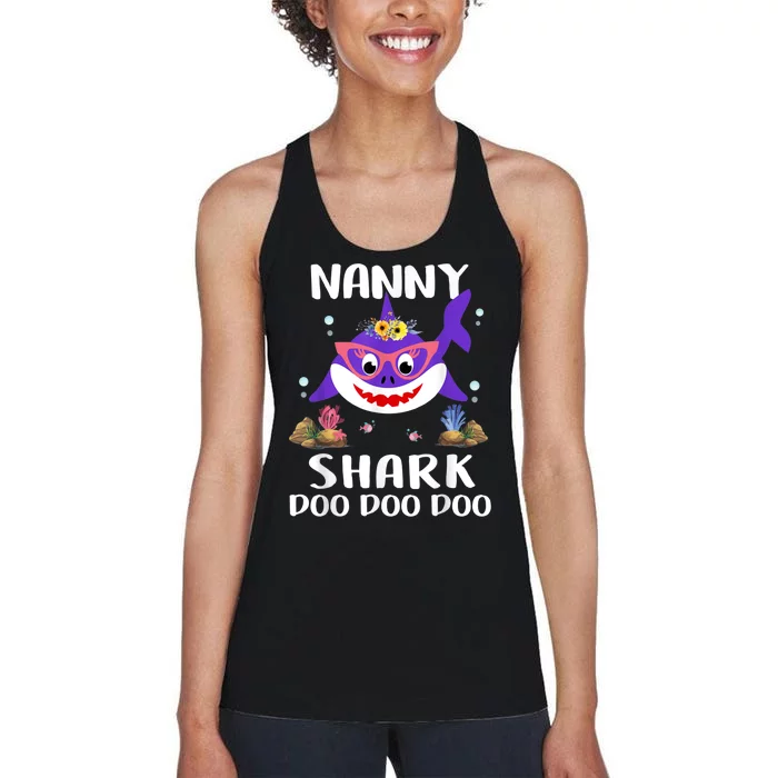 Nanny Shark Shirt Mothers Day Gift Idea For Mother Wife Women's Racerback Tank