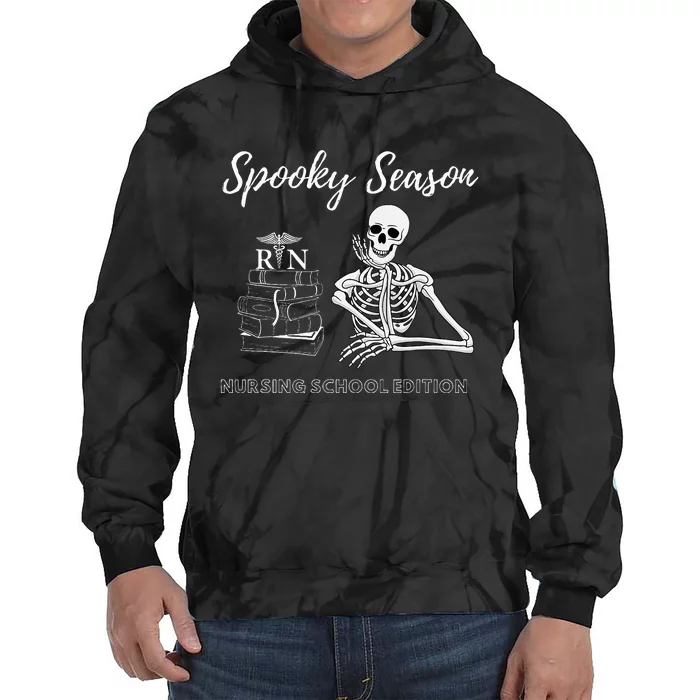 Nursing School Student Halloween Skeleton Tie Dye Hoodie