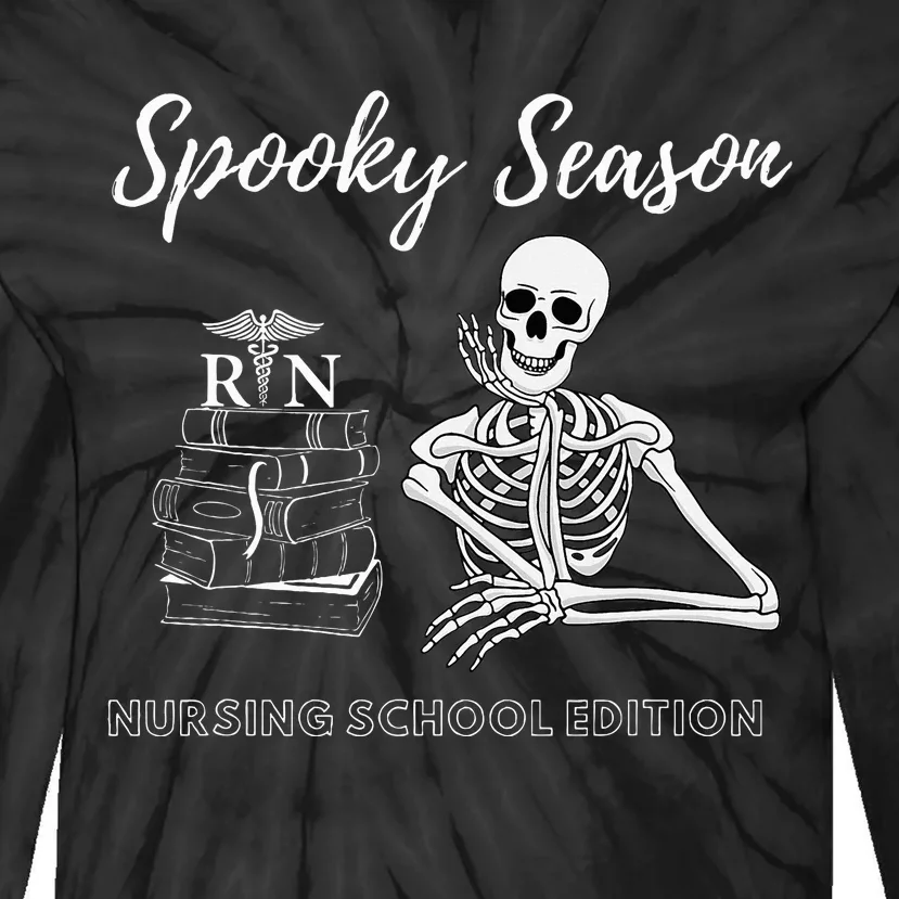 Nursing School Student Halloween Skeleton Tie-Dye Long Sleeve Shirt