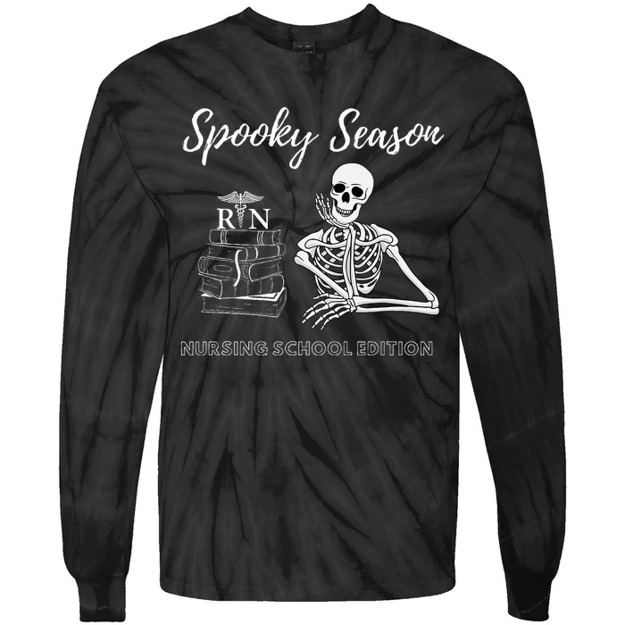 Nursing School Student Halloween Skeleton Tie-Dye Long Sleeve Shirt