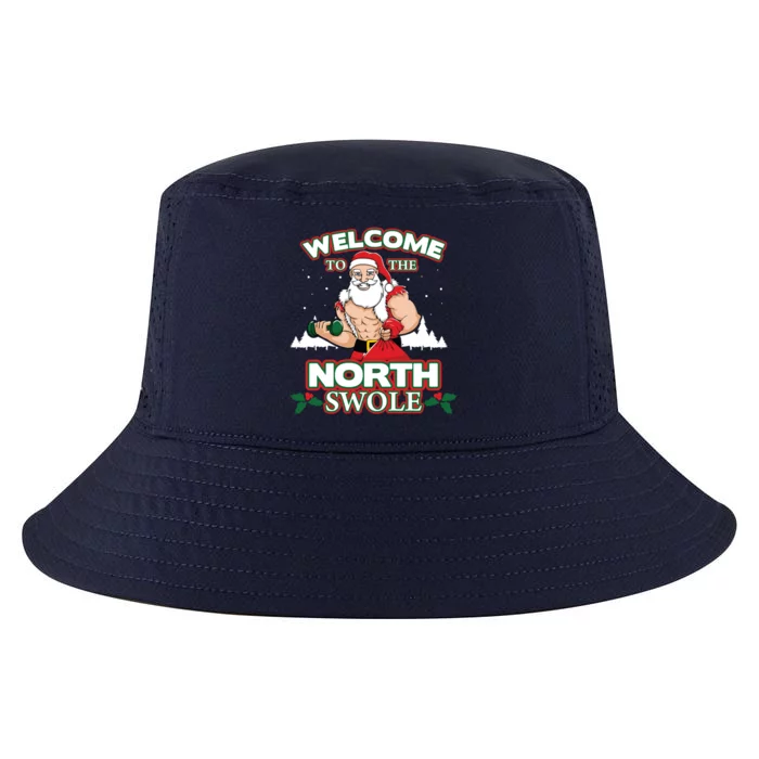 North Swole Santa Claus Weight Lifting Christmas Gym Workout Gift Cool Comfort Performance Bucket Hat