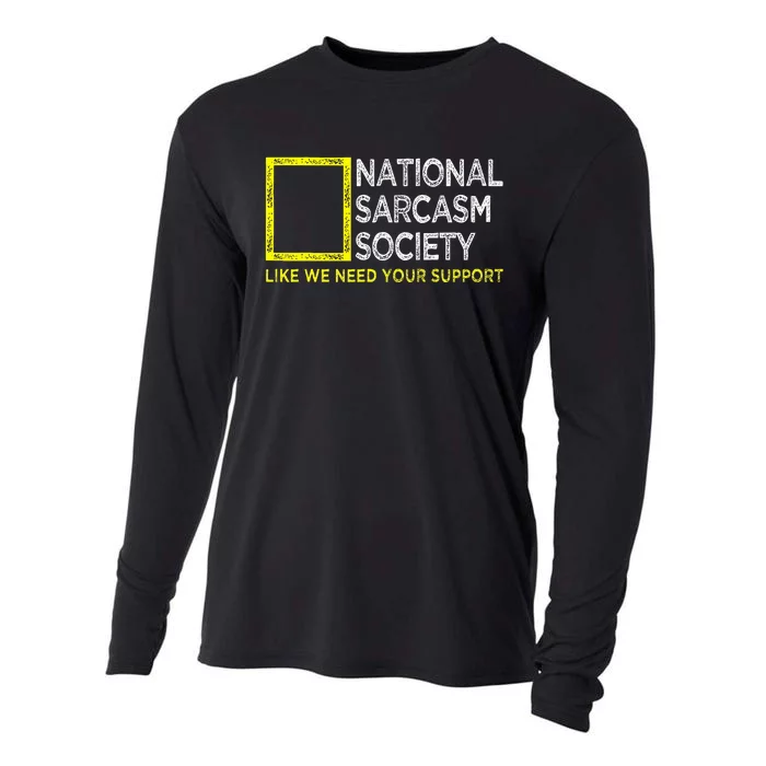 National Sarcasm Society Satirical Vintage Design Sarcasm Cooling Performance Long Sleeve Crew