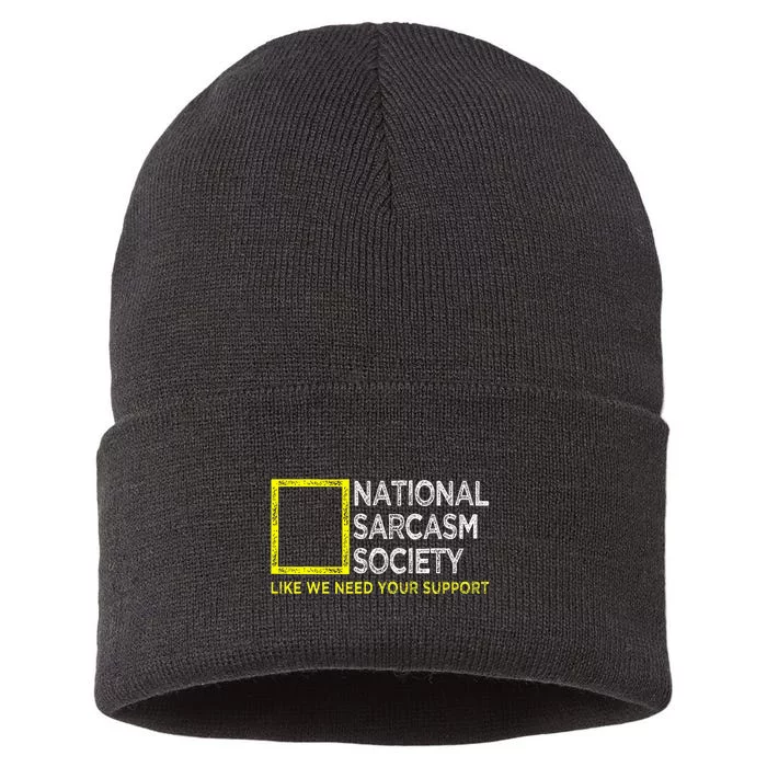 National Sarcasm Society Satirical Vintage Design Sarcasm Sustainable Knit Beanie