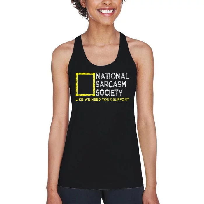 National Sarcasm Society Satirical Vintage Design Sarcasm Women's Racerback Tank