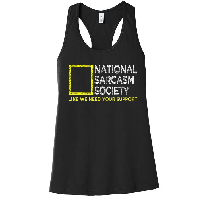 National Sarcasm Society Satirical Vintage Design Sarcasm Women's Racerback Tank