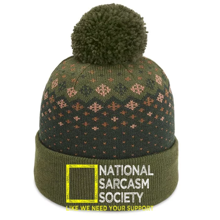 National Sarcasm Society Satirical Vintage Design Sarcasm The Baniff Cuffed Pom Beanie