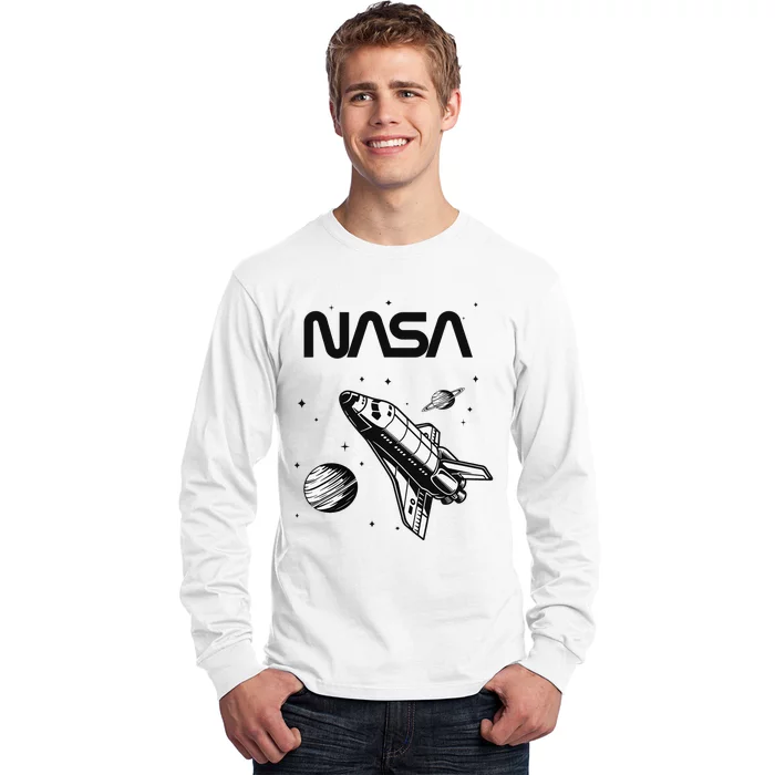 NASA Space Shuttle Saturn Planet Worm Logo Long Sleeve Shirt