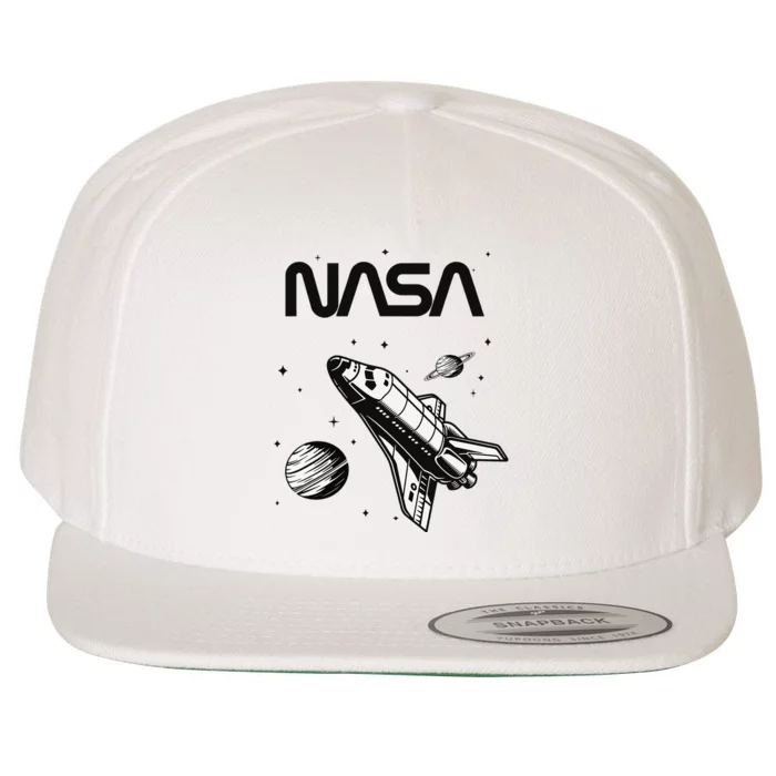 NASA Space Shuttle Saturn Planet Worm Logo Wool Snapback Cap