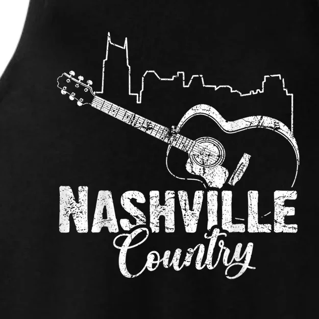 Nashville Skyline Tennessee Country Music Guitar Player Ladies Tri-Blend Wicking Tank