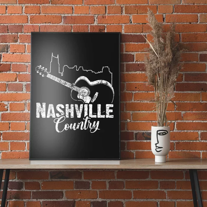 Nashville Skyline Tennessee Country Music Guitar Player Poster