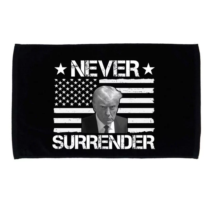 Never Surrender Trump American Flag Microfiber Hand Towel