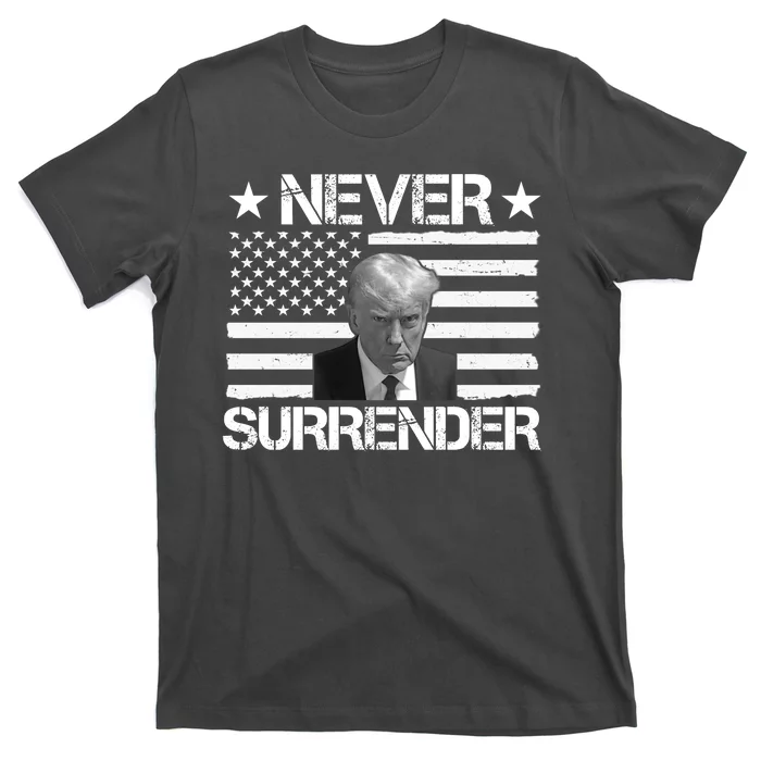 Never Surrender Trump American Flag T-Shirt