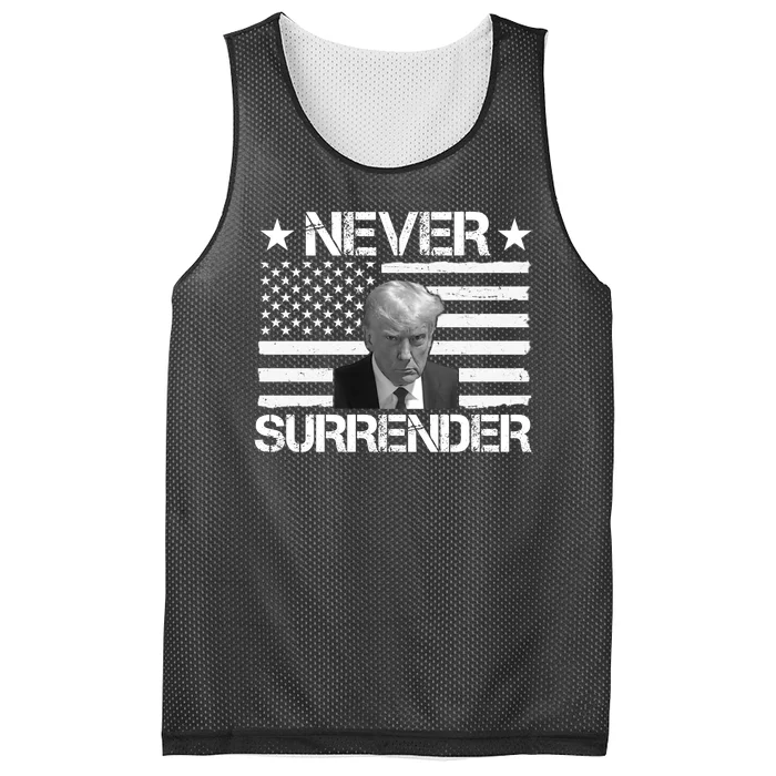 Never Surrender Trump American Flag Mesh Reversible Basketball Jersey Tank