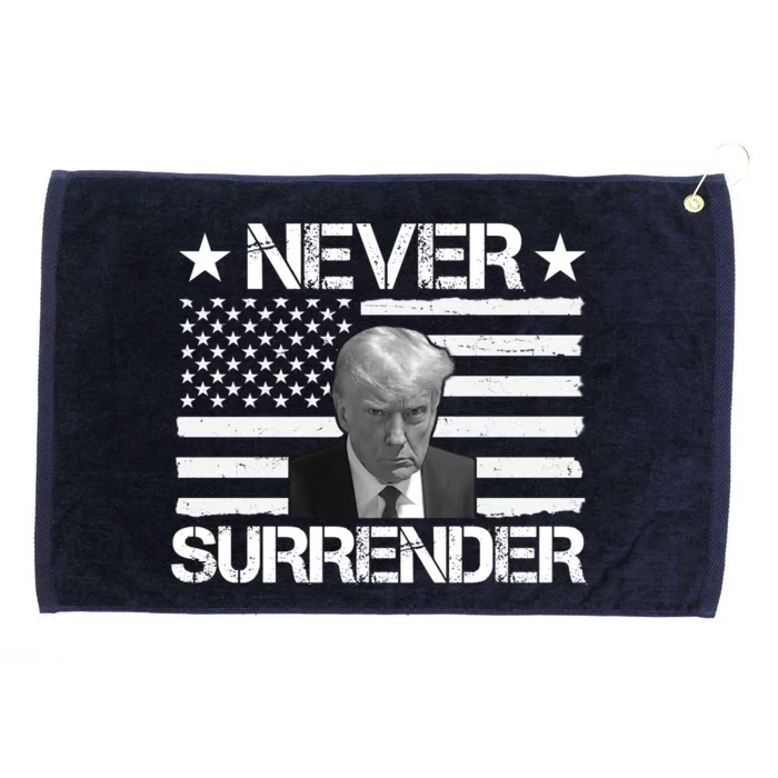 Never Surrender Trump American Flag Grommeted Golf Towel