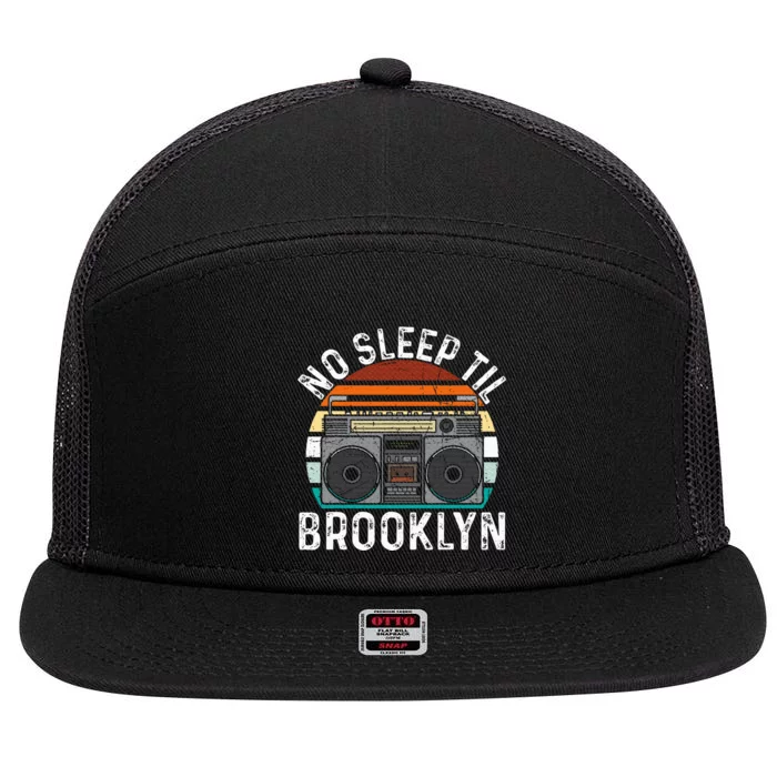 No Sleep Til Brooklyn Old School Portable Stereo 7 Panel Mesh Trucker Snapback Hat