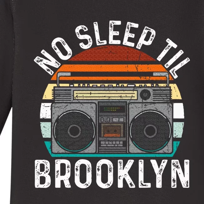 No Sleep Til Brooklyn Old School Portable Stereo Baby Long Sleeve Bodysuit