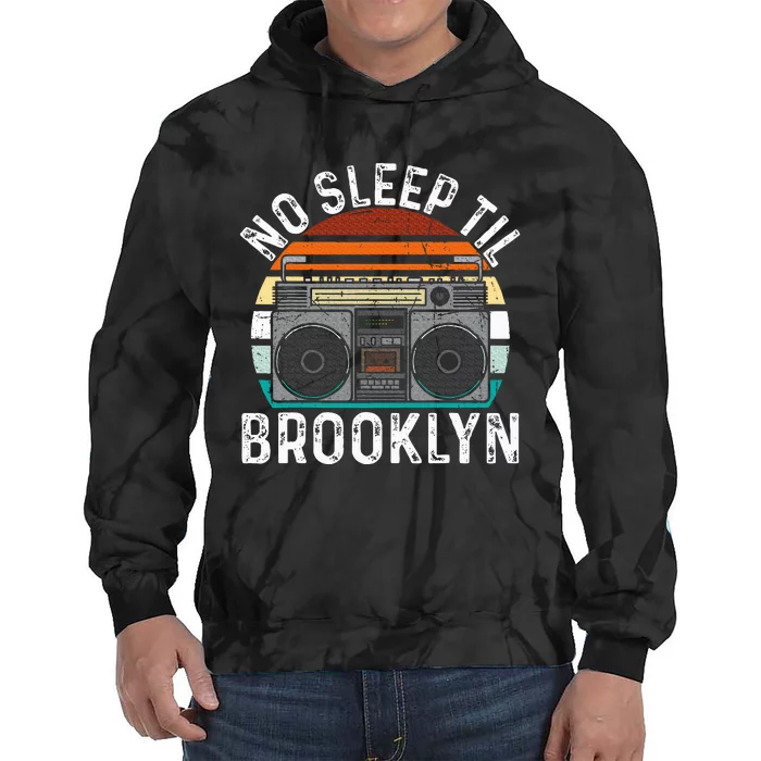 No Sleep Til Brooklyn Old School Portable Stereo Tie Dye Hoodie