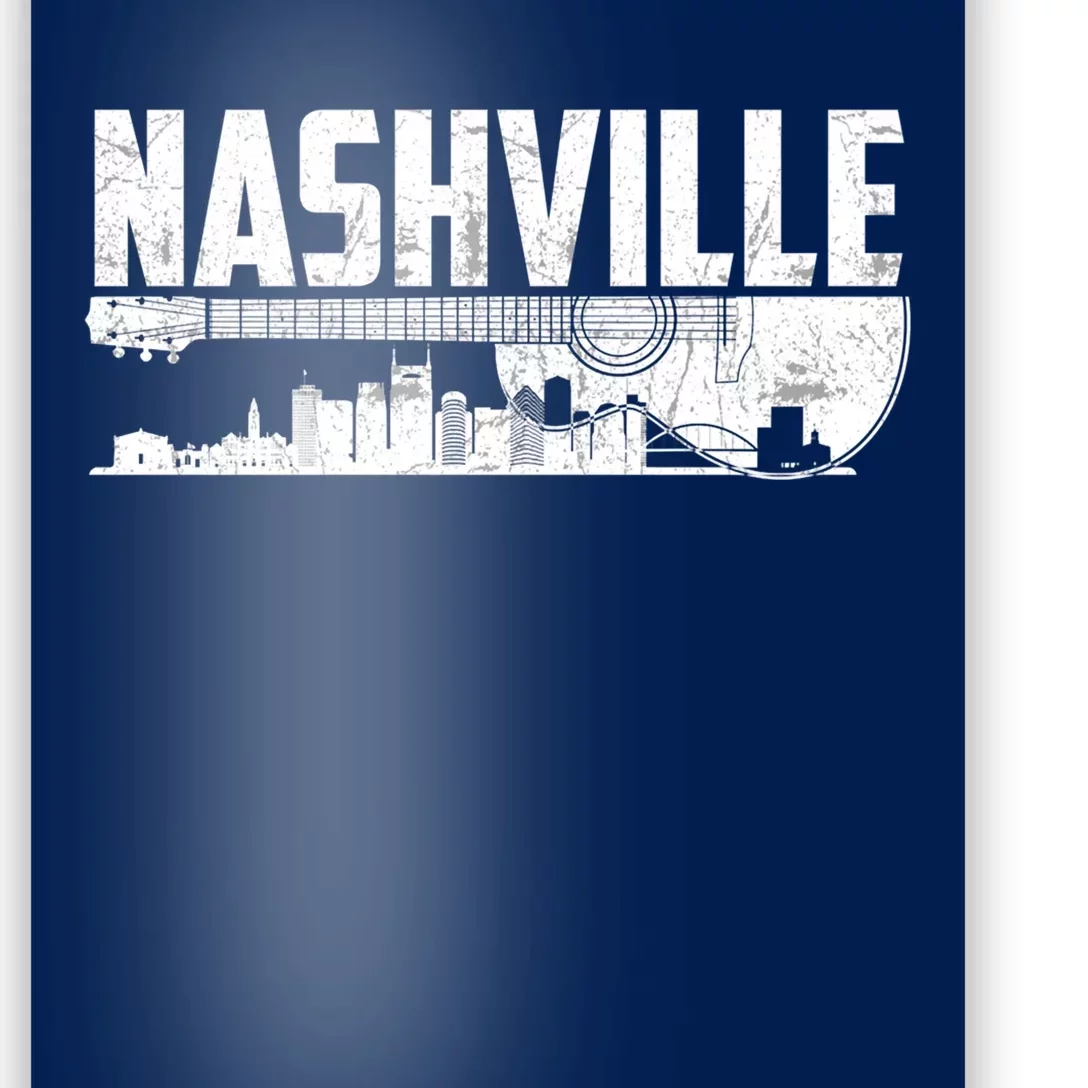 Nashville Skyline Tennessee Country Music Guitar Player Poster