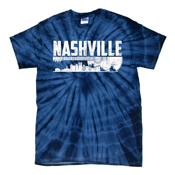 Nashville Skyline Tennessee Country Music Guitar Player Tie-Dye T-Shirt