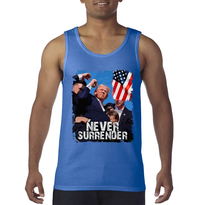 Never Surrender Trump Rushed Offstage With Blood Shooting Tank Top