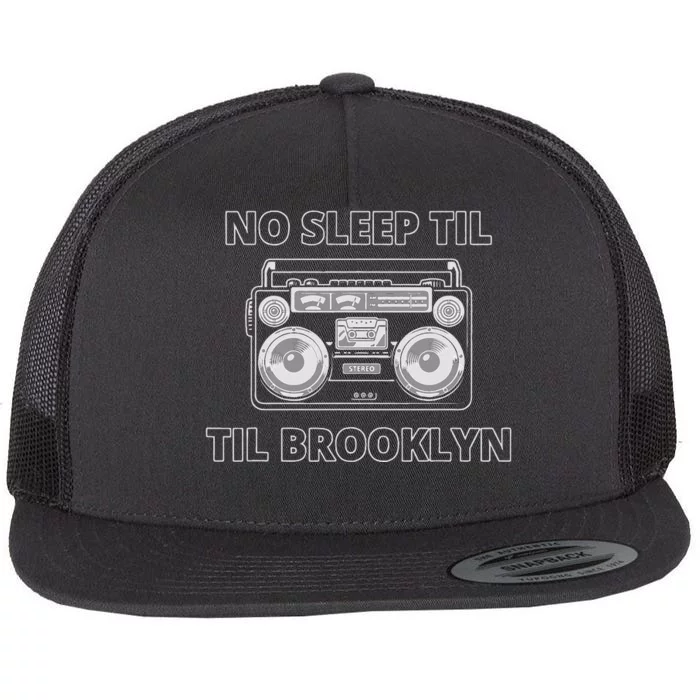 No Sleep Til Brooklyn Old School Boombox Flat Bill Trucker Hat