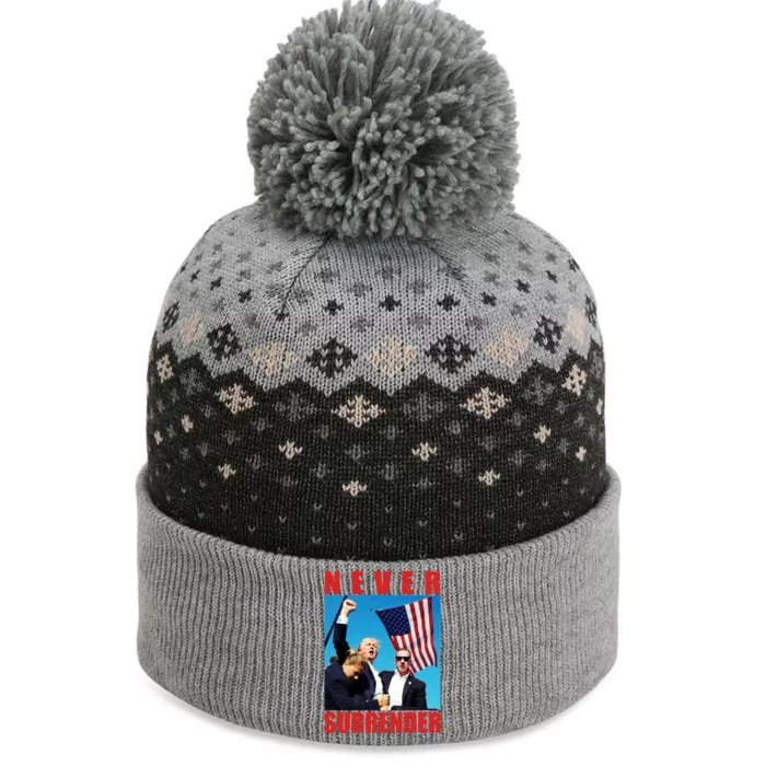 Never Surrender Trump 2024 Pennsylvania Rally Shooting The Baniff Cuffed Pom Beanie