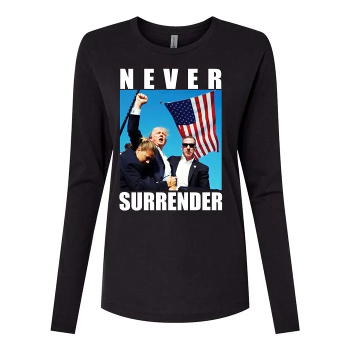 Never Surrender Trump 2024 Pennsylvania Rally Shooting Womens Cotton Relaxed Long Sleeve T-Shirt