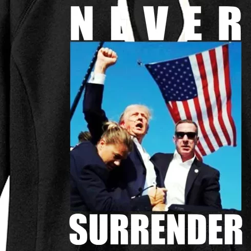 Never Surrender Trump 2024 Pennsylvania Rally Shooting Women's Fleece Hoodie