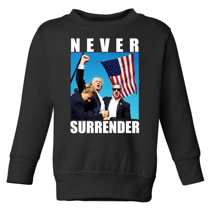 Never Surrender Trump 2024 Pennsylvania Rally Shooting Toddler Sweatshirt