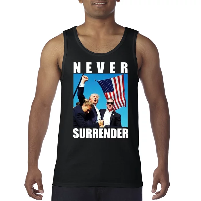 Never Surrender Trump 2024 Pennsylvania Rally Shooting Tank Top