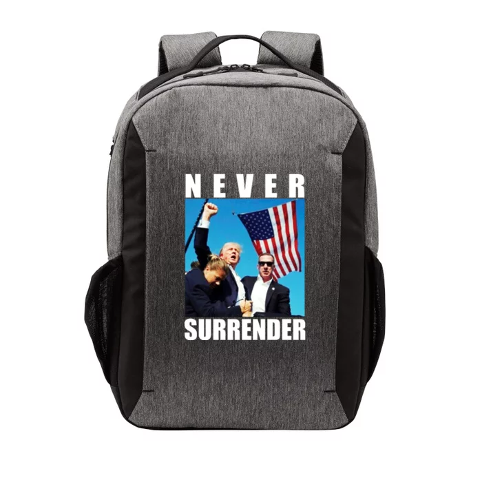 Never Surrender Trump 2024 Pennsylvania Rally Shooting Vector Backpack