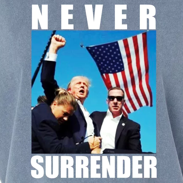 Never Surrender Trump 2024 Pennsylvania Rally Shooting Garment-Dyed Women's Muscle Tee