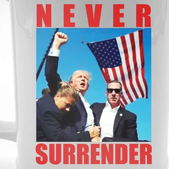 Never Surrender Trump 2024 Pennsylvania Rally Shooting Front & Back Beer Stein