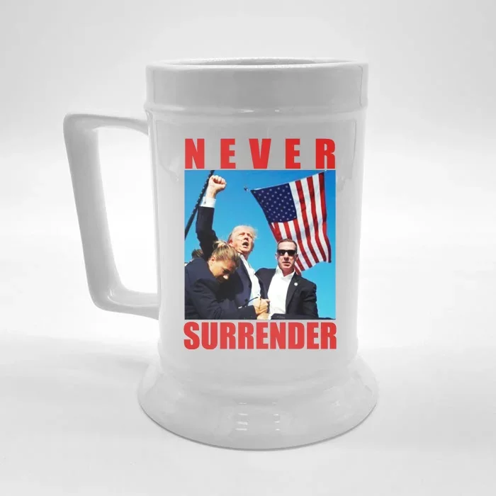 Never Surrender Trump 2024 Pennsylvania Rally Shooting Front & Back Beer Stein