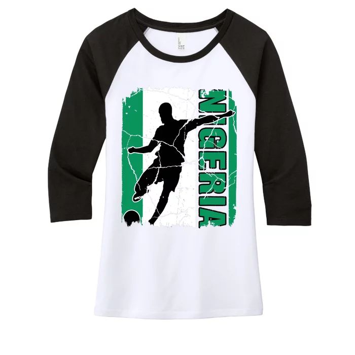 Nigeria Soccer Team Nigerian Flag Jersey Football Fans Women's Tri-Blend 3/4-Sleeve Raglan Shirt