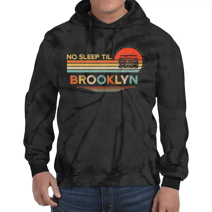 No Sleep Til Brooklyn Old School Portable Stereo Retro Tie Dye Hoodie