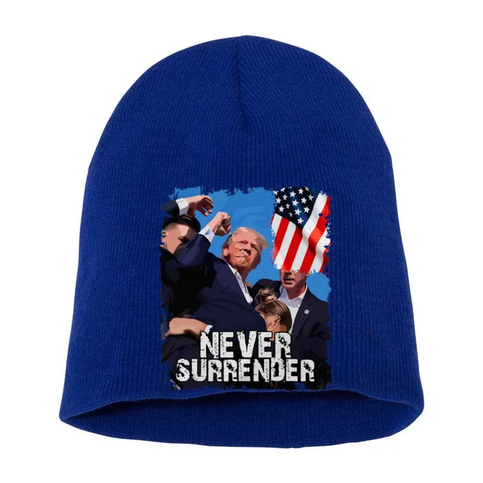 Never Surrender Trump Rushed Offstage With Blood Shooting Short Acrylic Beanie