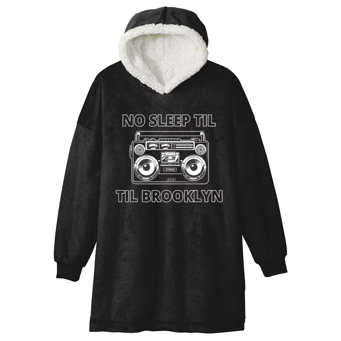 No Sleep Til Brooklyn Old School Boombox Hooded Wearable Blanket