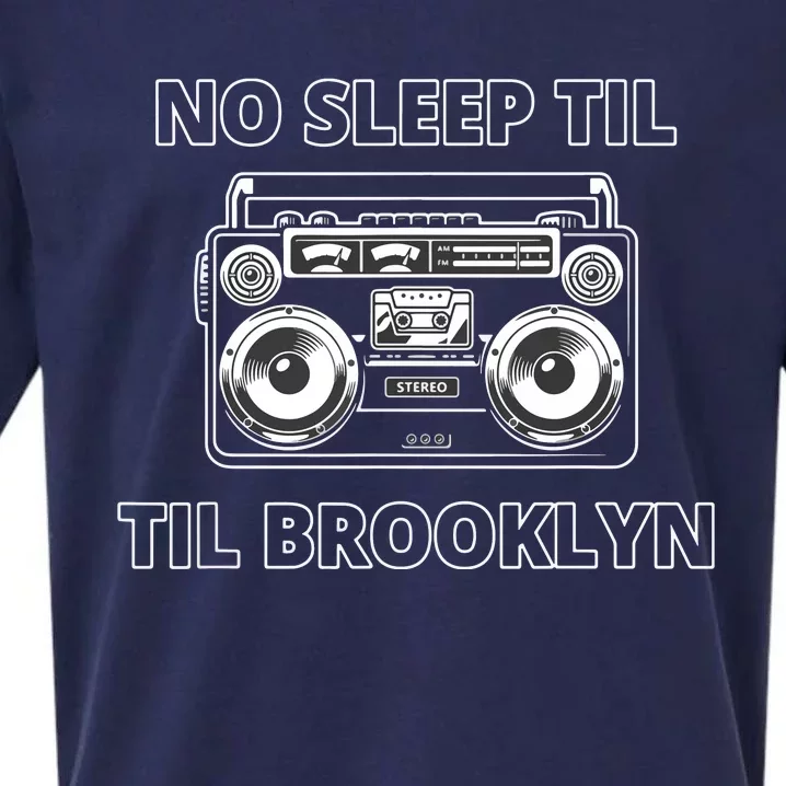 No Sleep Til Brooklyn Old School Boombox Sueded Cloud Jersey T-Shirt