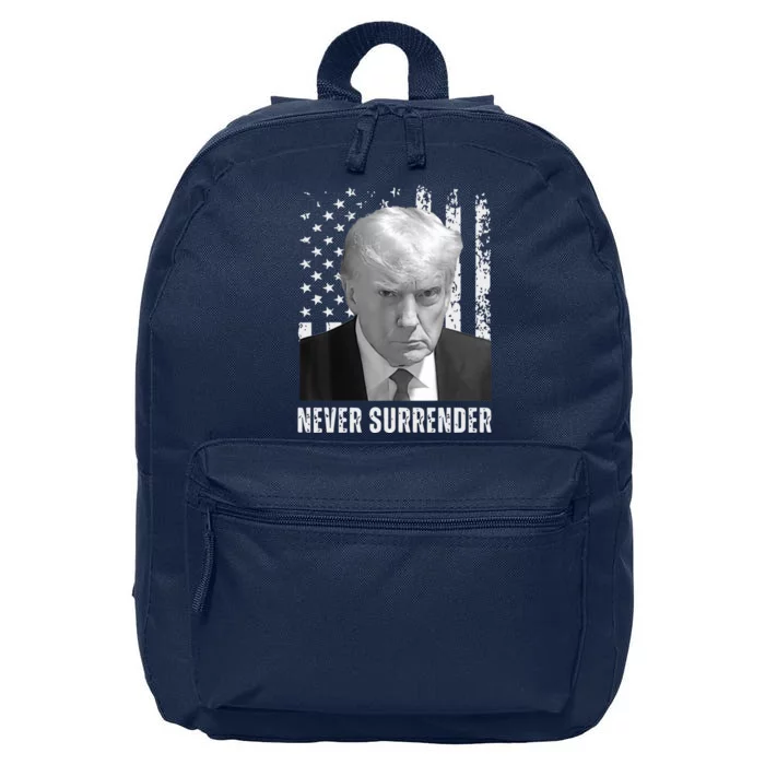 Never Surrender Trump Mugshot 16 in Basic Backpack