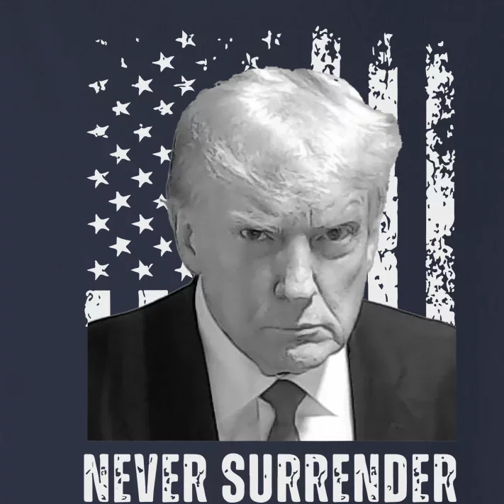 Never Surrender Trump Mugshot Toddler Long Sleeve Shirt