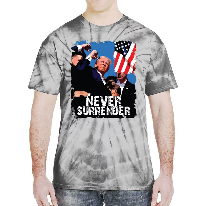 Never Surrender Trump Rushed Offstage With Blood Shooting Tie-Dye T-Shirt