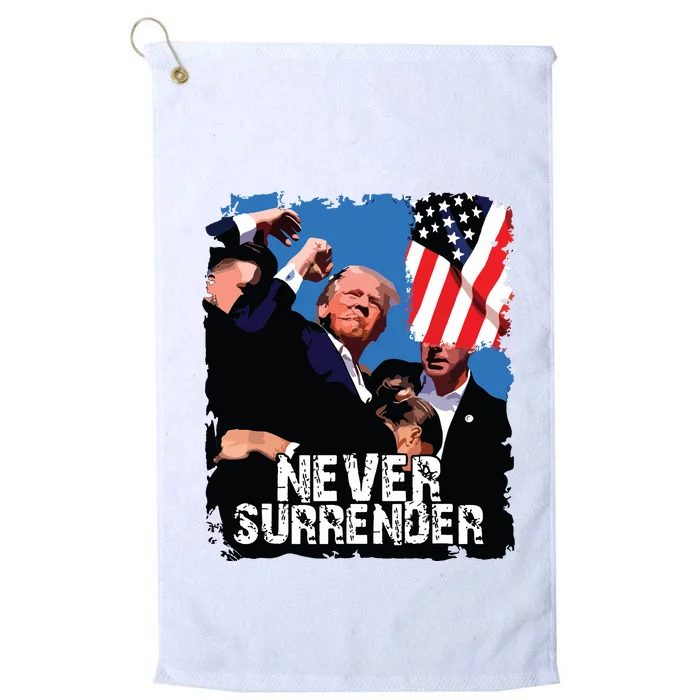 Never Surrender Trump Rushed Offstage With Blood Shooting Platinum Collection Golf Towel