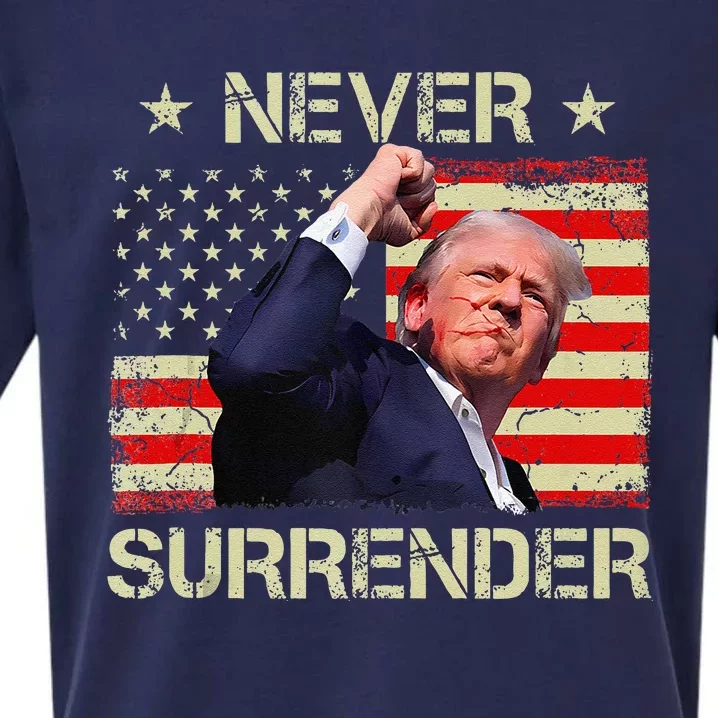 Never Surrender Trump 2024 Survived Shot Fight For America Sueded Cloud Jersey T-Shirt