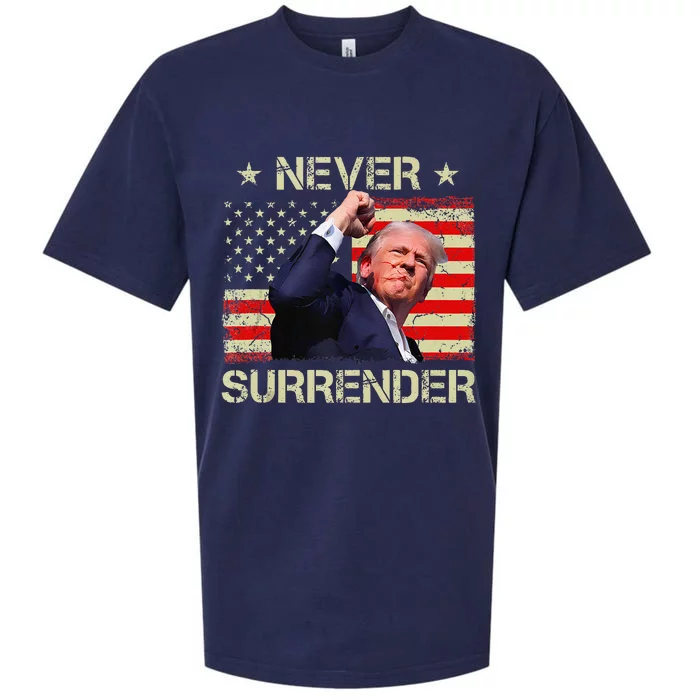 Never Surrender Trump 2024 Survived Shot Fight For America Sueded Cloud Jersey T-Shirt