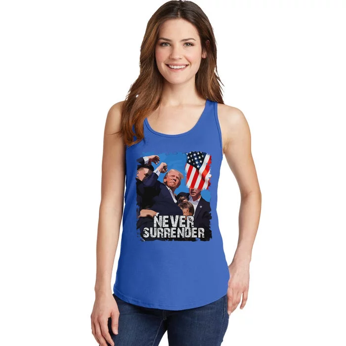 Never Surrender Trump 2024 Strong Support Ladies Essential Tank