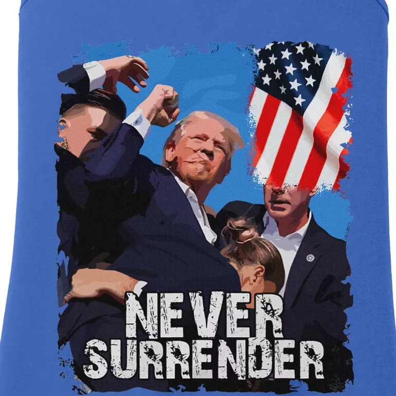 Never Surrender Trump 2024 Strong Support Ladies Essential Tank